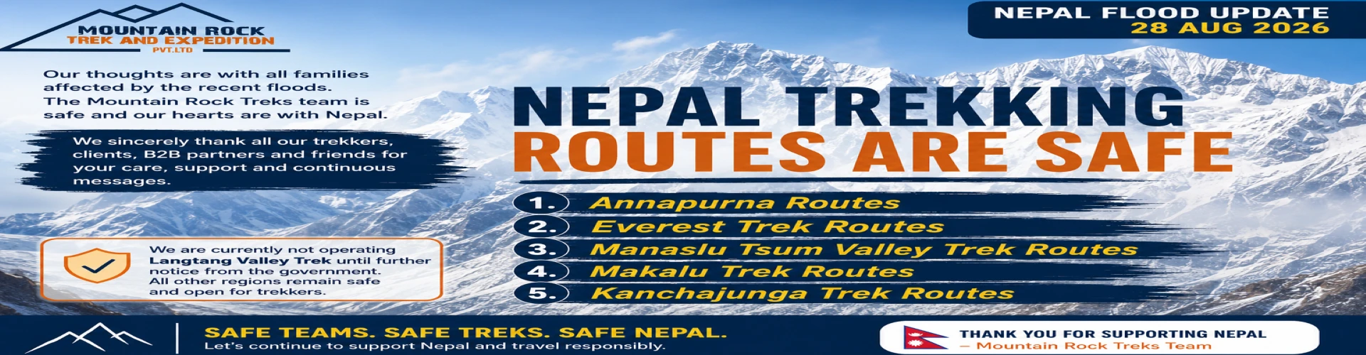 Nepal trekking routes are safe after the flood in August?