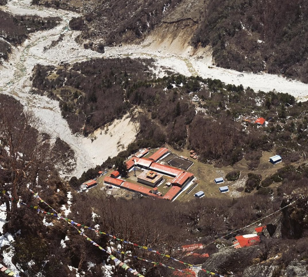 A small, secluded Buddhist monastery nestled in the rugged Lapchi Kang mountains near the Tibet border