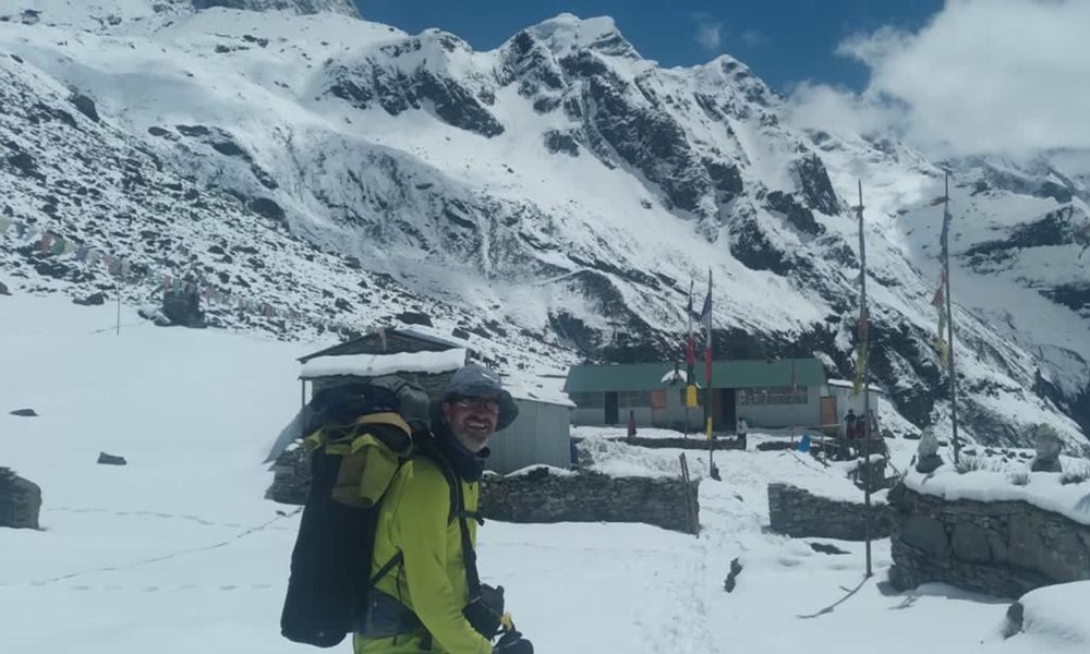 Mountain Rock Treks Team enjoying panoramic views at Makalu Base Camp.