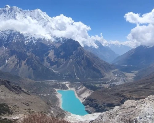 Samagaun View From Manaslu Base Camp